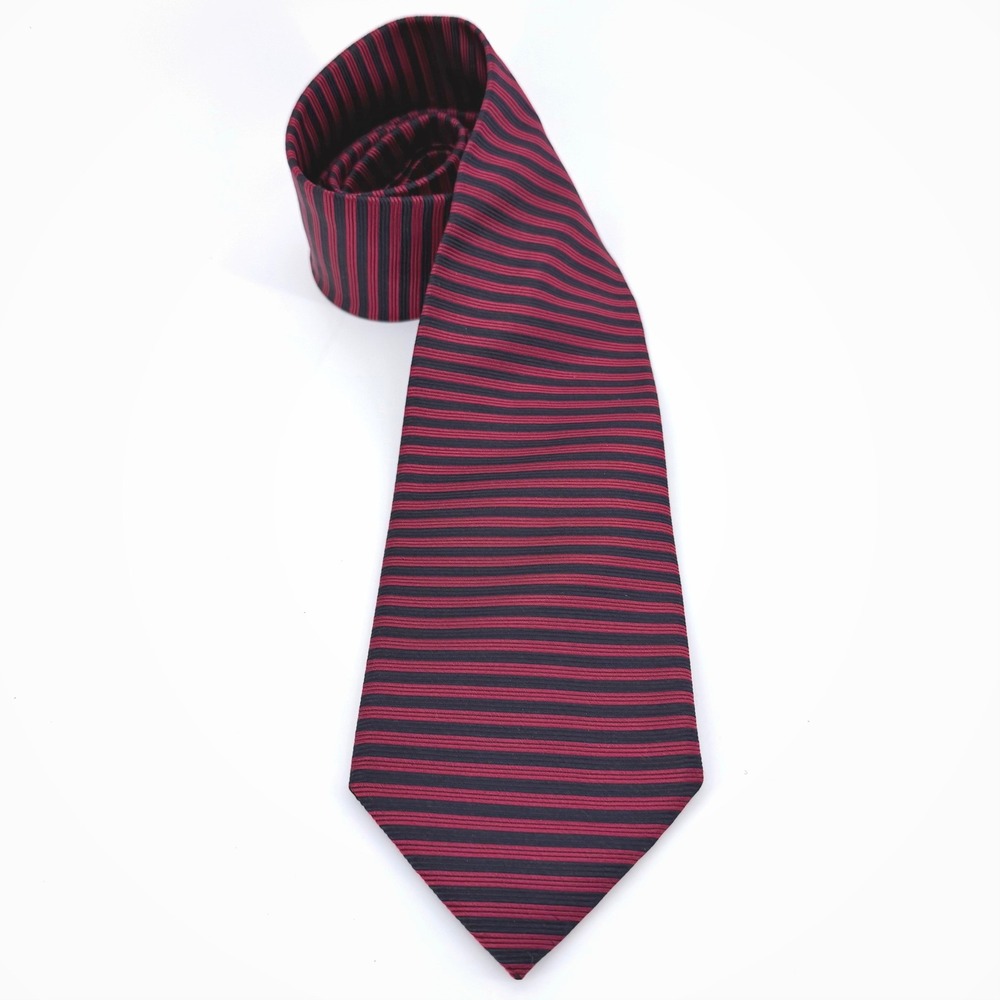 Vintage Brooks Brothers Makers Silk Tie Red Black Stripe Made USA Mens 57x3.75